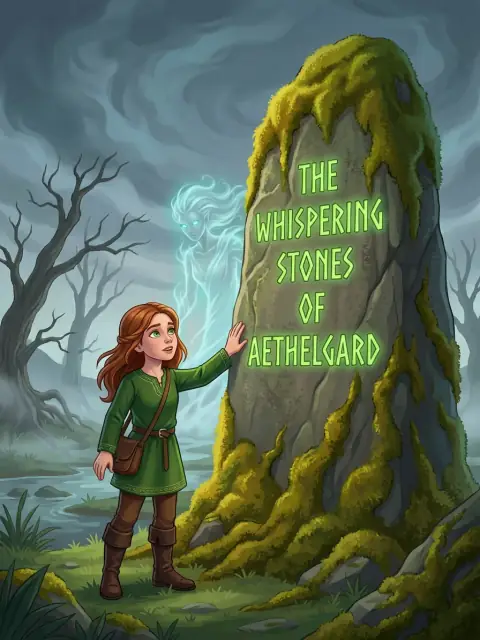 The Whispering Stones of Aethelgard kids picture book cover