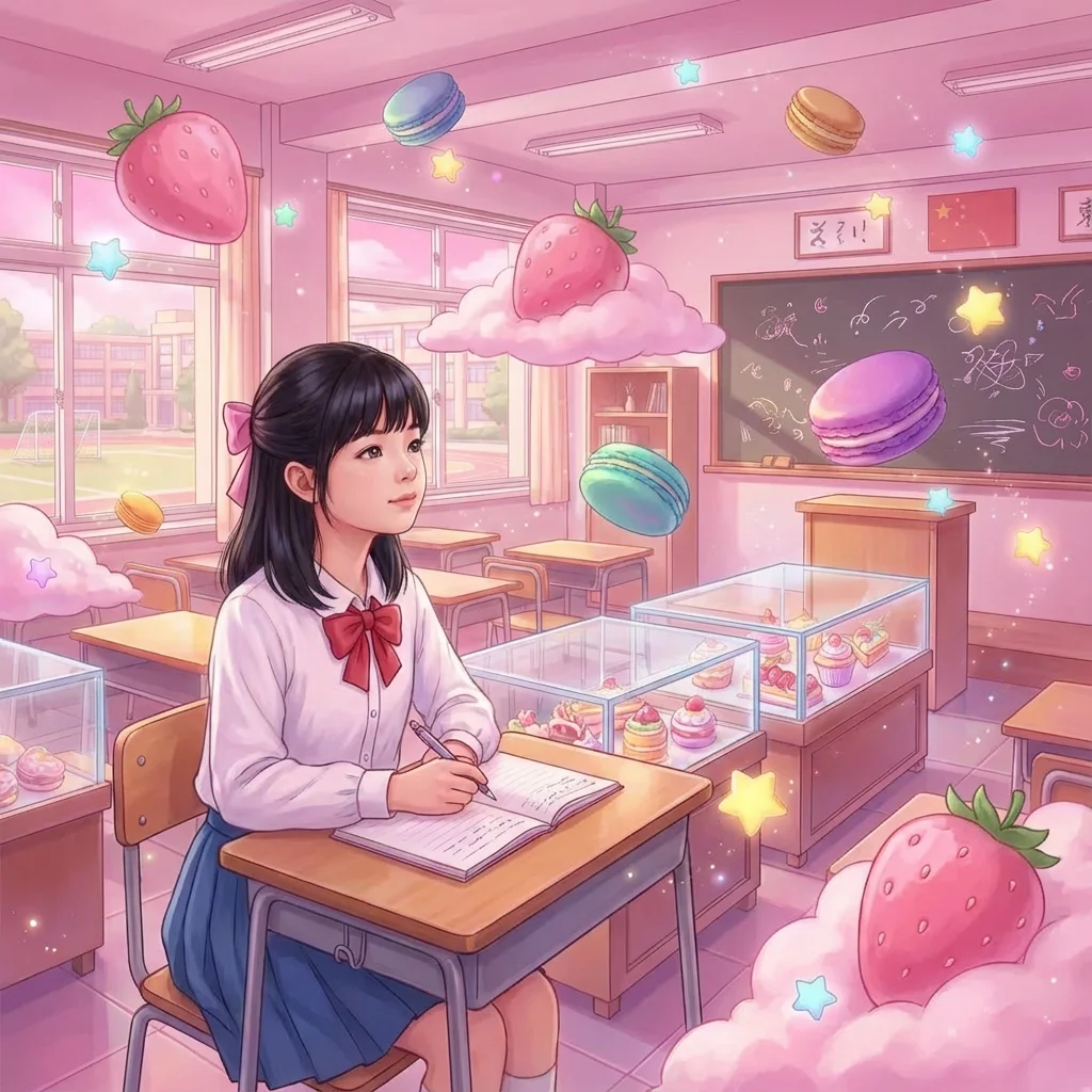 Illustration for: 草莓舒芙蕾：浪漫练笔少女