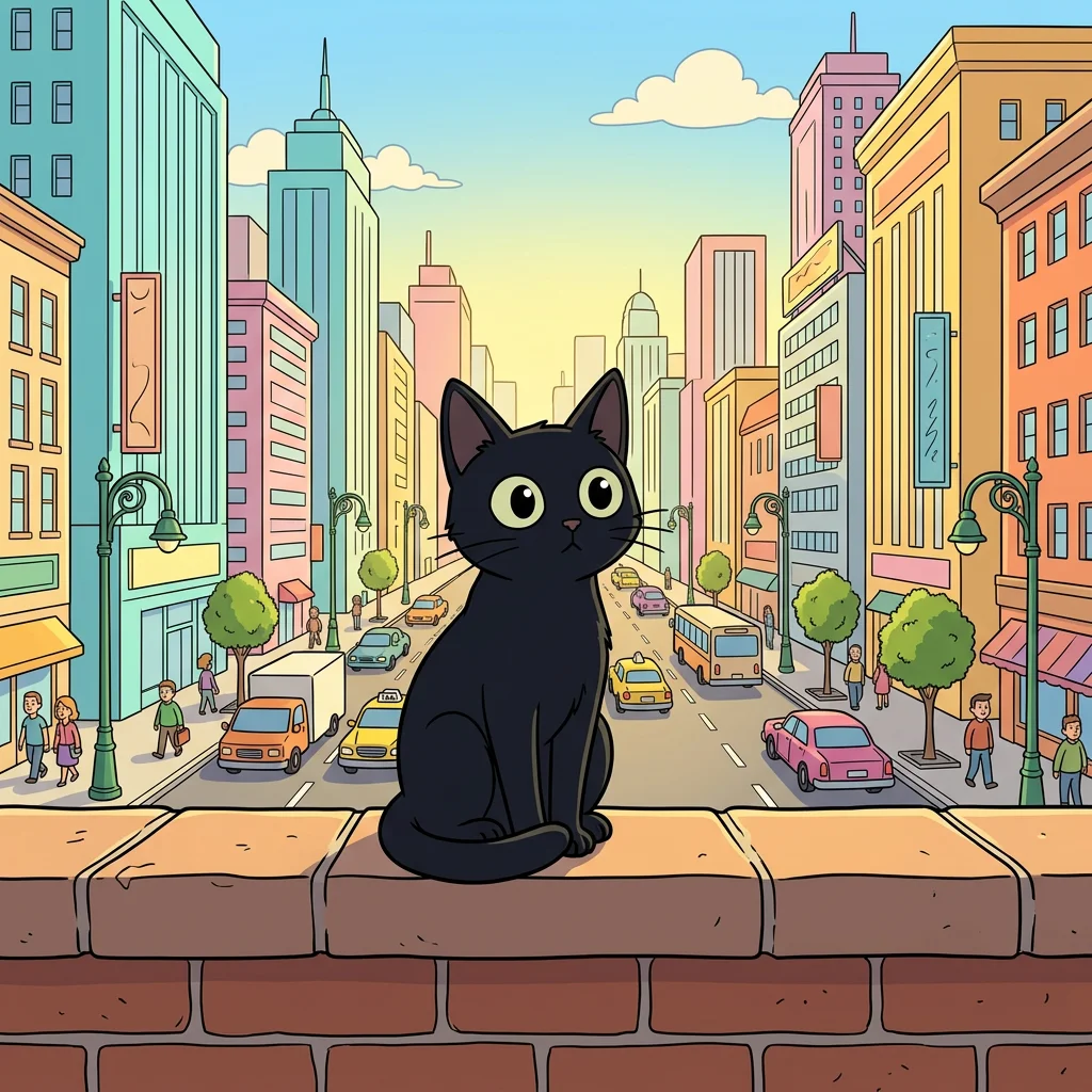 Illustration for: 城市里的黑猫